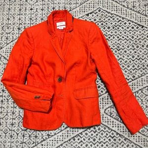 J.Crew Schoolboy Womens Blazer 100% Linen Orange Size 0